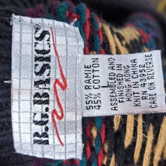 Vintage B.G Basic multicolored V neck Men's LG knit pullover casual sweater - Picture 5 of 5